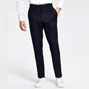 Alfani Men's Slim Fit Stretch Tuxedo Striped Navy Blue Dress Pants - NWT